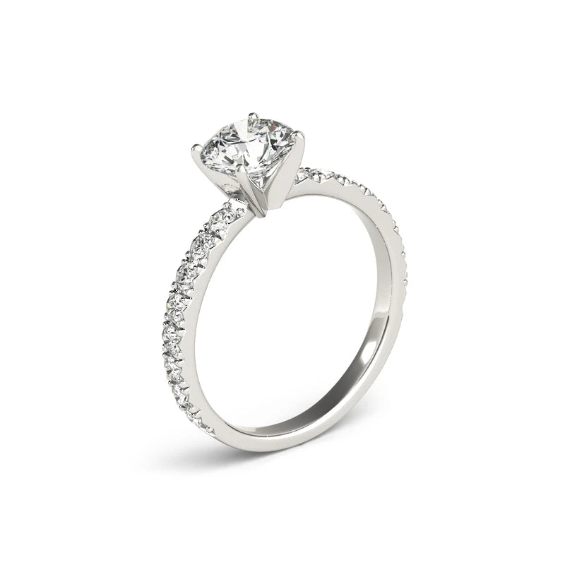 The Audrey Round Cut Solitaire Pave Moissanite Ring - Solstice