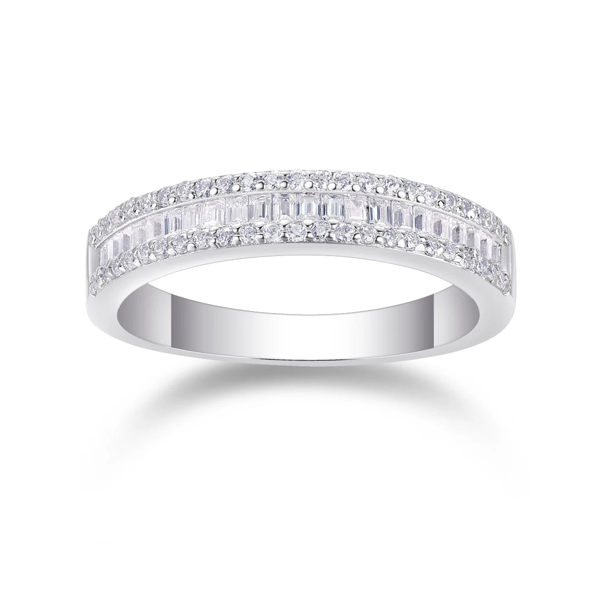 The Alexandra Emerald Cut Moissanite Half Eternity Band - Solstice