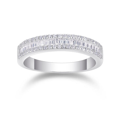 The Alexandra Emerald Cut Moissanite Half Eternity Band - Solstice