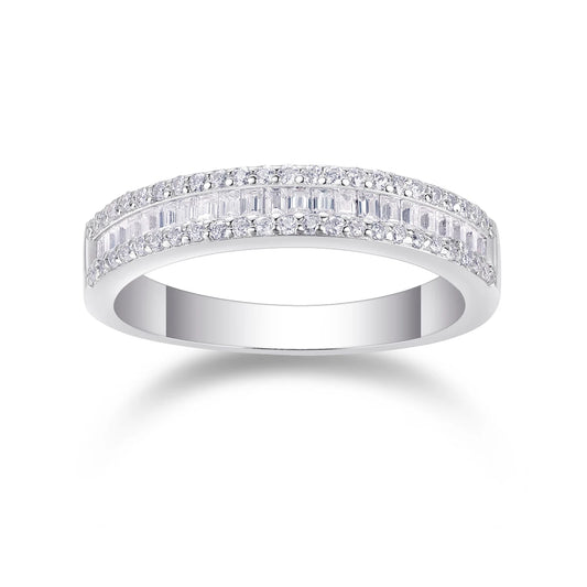 The Alexandra Emerald Cut Moissanite Half Eternity Band