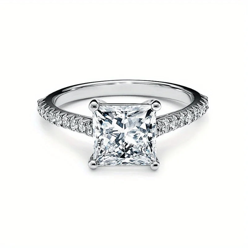 The Josephine Princess Cut Pave Moissanite Ring - Solstice
