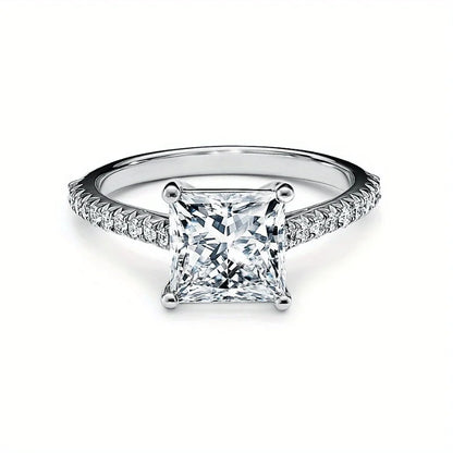 The Josephine Princess Cut Pave Moissanite Ring - Solstice