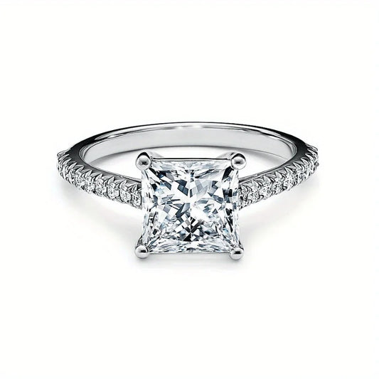 The Josephine Princess Cut Pave Moissanite Ring