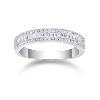 The Alexandra Emerald Cut Moissanite Half Eternity Band - Solstice