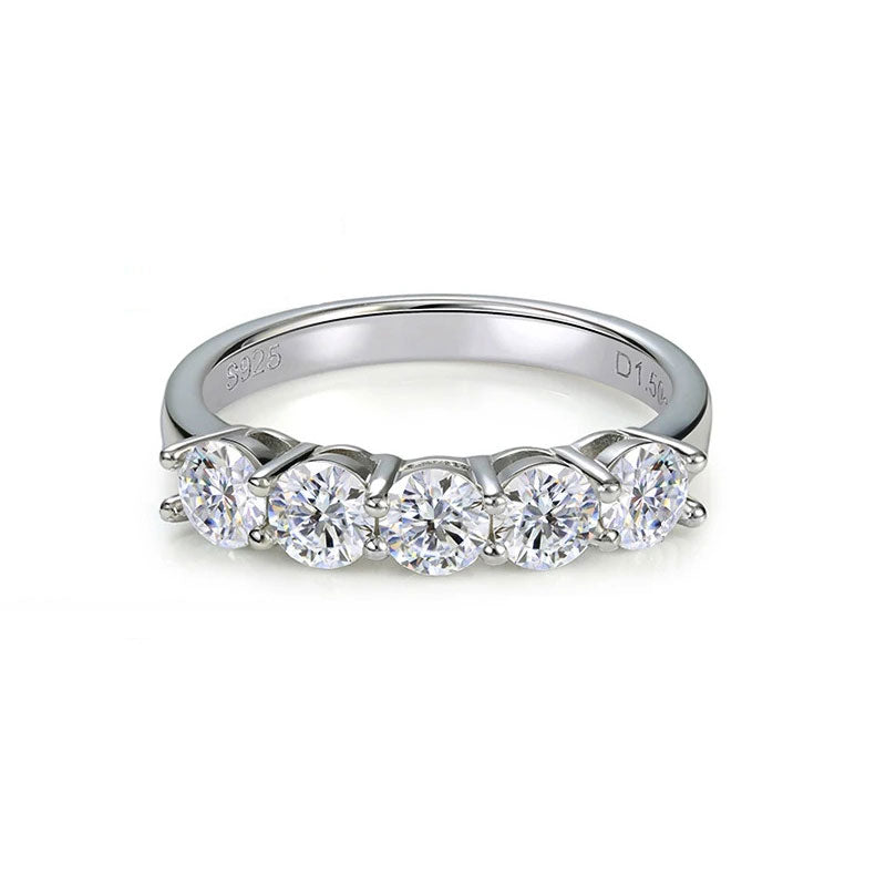 The Blaire 5-Stone Round Cut Moissanite Band - Solstice