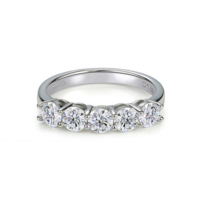 The Blaire 5-Stone Round Cut Moissanite Band - Solstice
