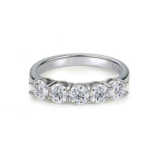 The Blaire 5-Stone Round Cut Moissanite Band