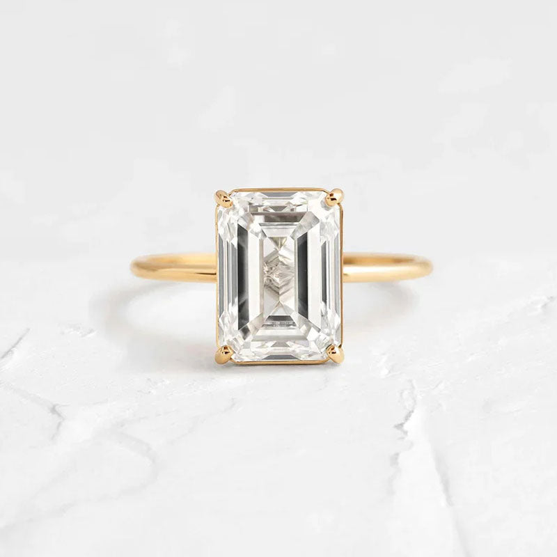 The Scarlett Emerald Cut Moissanite Ring - Solstice