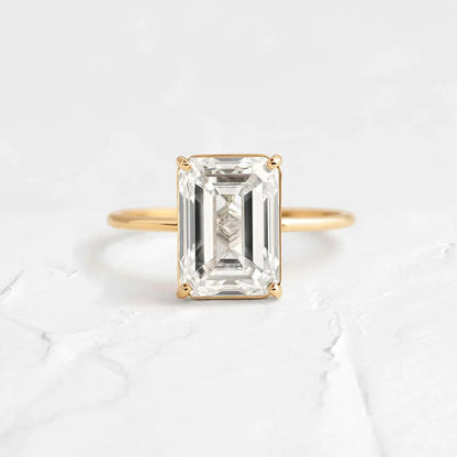 The Scarlett Emerald Cut Moissanite Ring - Solstice