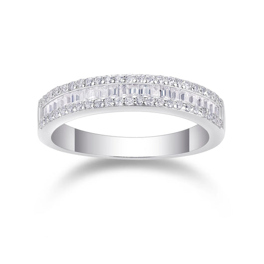 The Alexandra Emerald Cut Moissanite Half Eternity Band - Solstice