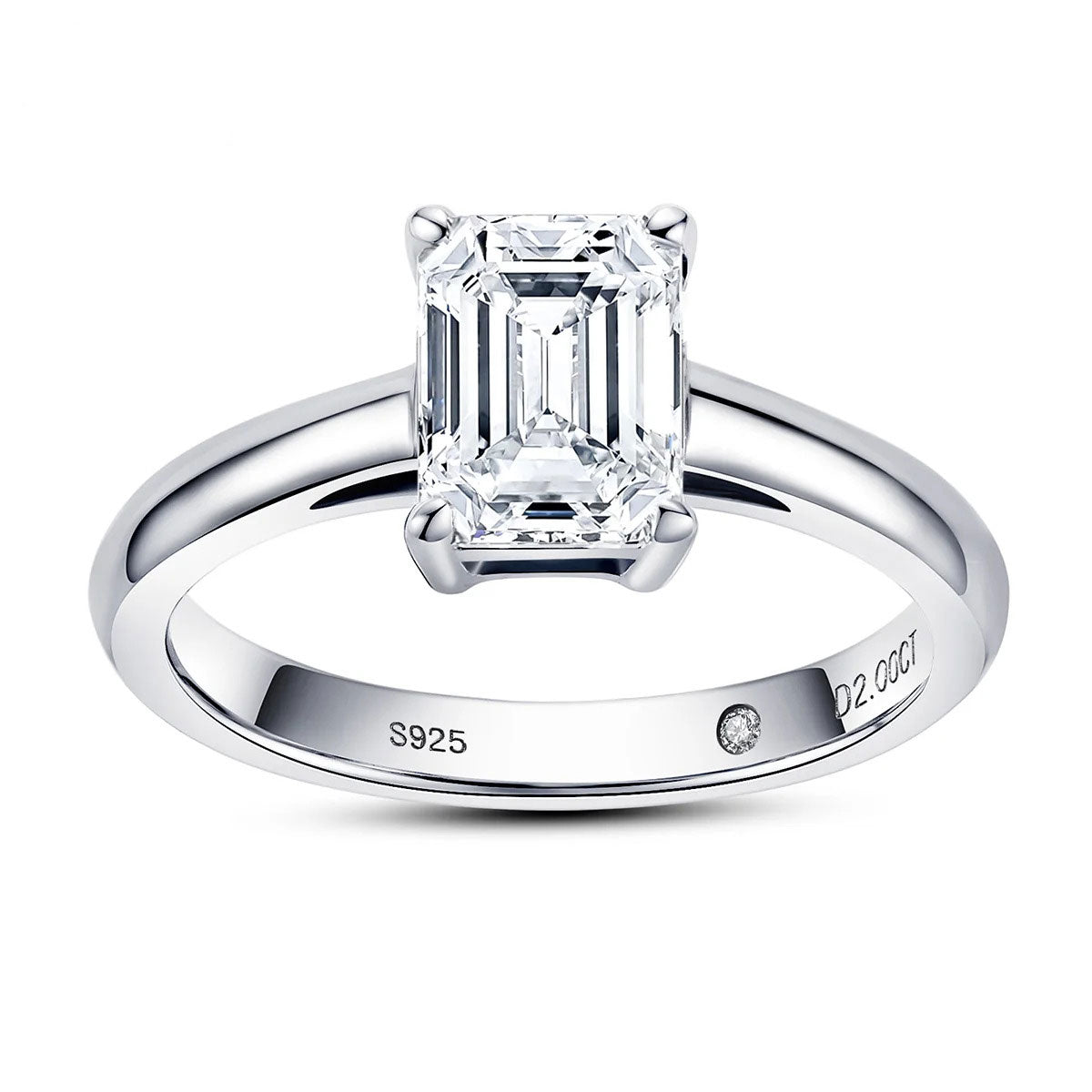 The Margaret Emerald Cut Hidden Stone Moissanite Ring - Solstice