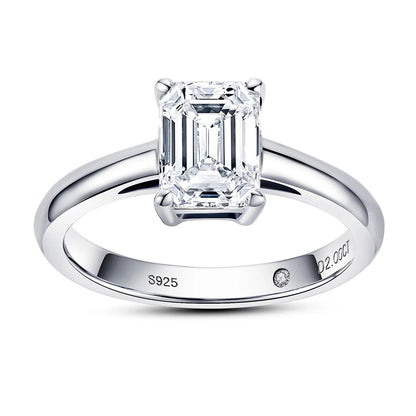 The Margaret Emerald Cut Hidden Stone Moissanite Ring - Solstice