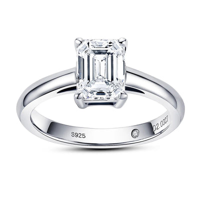 The Margaret Emerald Cut Hidden Stone Moissanite Ring - Solstice