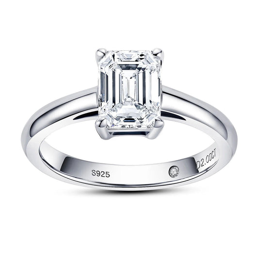 The Margaret Emerald Cut Hidden Stone Moissanite Ring - Solstice