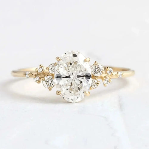 The Celeste | Oval Cut Moissanite Cluster Engagement Ring