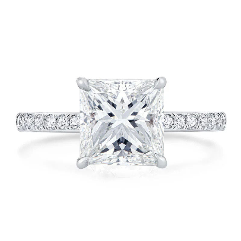 The Beatrice Princess Cut Hidden Halo Pave Moissanite Ring - Solstice