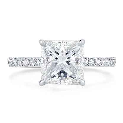 The Beatrice Princess Cut Hidden Halo Pave Moissanite Ring - Solstice