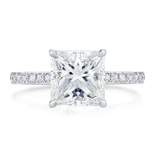 The Beatrice Princess Cut Hidden Halo Pave Moissanite Ring