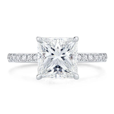 The Beatrice Princess Cut Hidden Halo Pave Moissanite Ring - Solstice