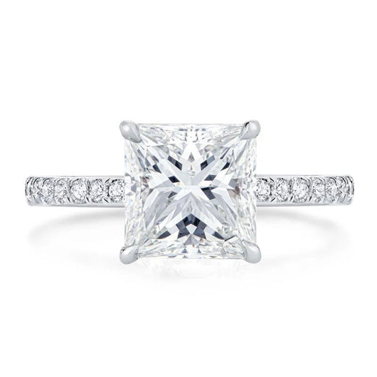 The Beatrice Princess Cut Hidden Halo Pave Moissanite Ring - Solstice