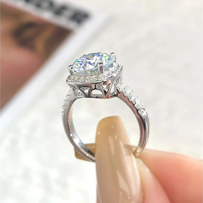 The Amelie Cushion Cut Halo Pave Moissanite Ring - Solstice