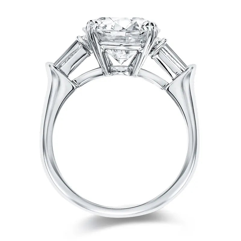 The Grace Round Cut Side Stone Moissanite Ring - Solstice
