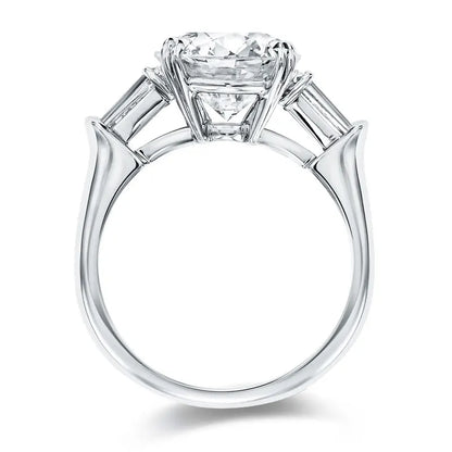 The Grace Round Cut Side Stone Moissanite Ring - Solstice