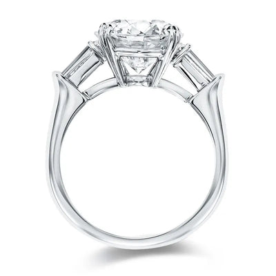 The Grace Round Cut Side Stone Moissanite Ring - Solstice