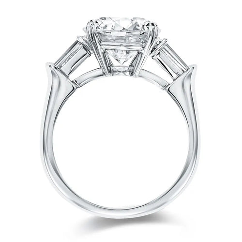 The Grace Round Cut Side Stone Moissanite Ring