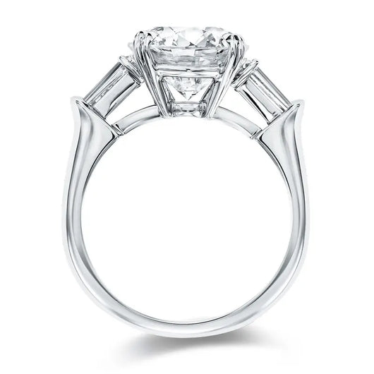 The Grace Round Cut Side Stone Moissanite Ring - Solstice