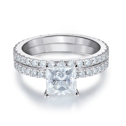 The Caroline Princess Cut Pave Moissanite Wedding Set - Solstice