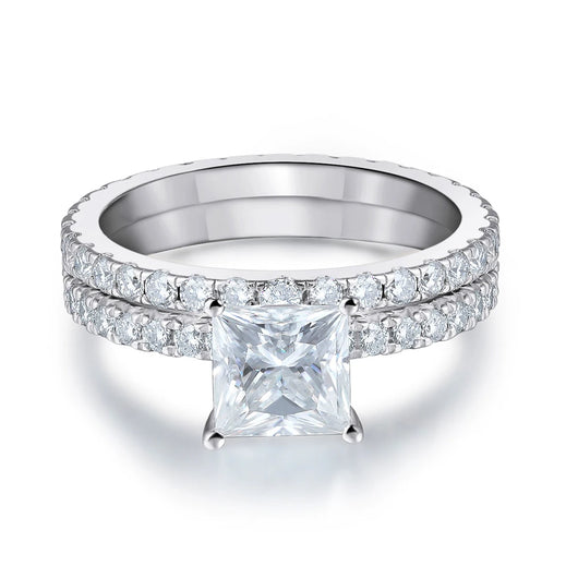 The Caroline Princess Cut Pave Moissanite Wedding Set - Solstice