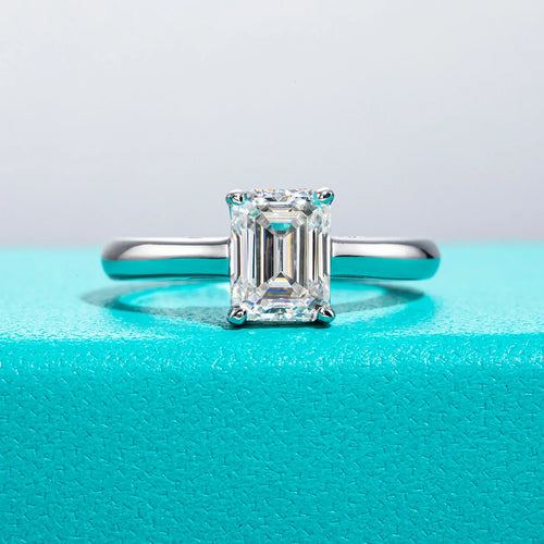 The Margaret Emerald Cut Hidden Stone Moissanite Ring