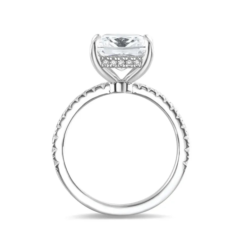 The Beatrice Princess Cut Hidden Halo Pave Moissanite Ring - Solstice