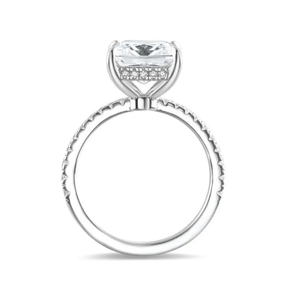 The Beatrice Princess Cut Hidden Halo Pave Moissanite Ring - Solstice