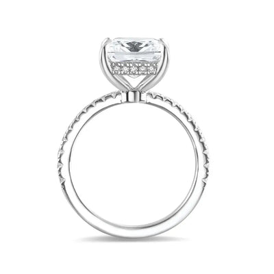 The Beatrice Princess Cut Hidden Halo Pave Moissanite Ring - Solstice