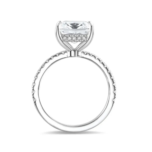 The Beatrice Princess Cut Hidden Halo Pave Moissanite Ring - Solstice
