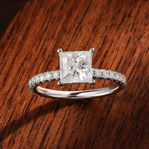 The Caroline Princess Cut Pave Moissanite Wedding Set