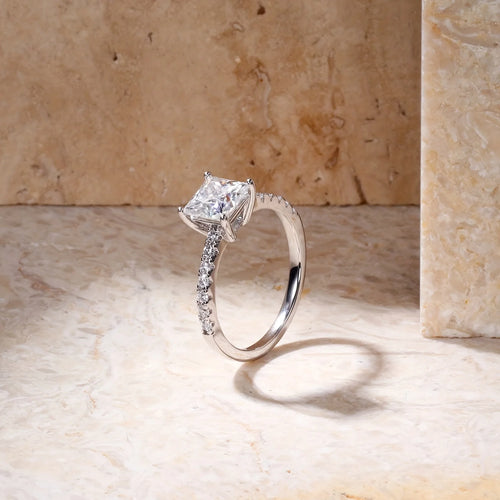 The Josephine Princess Cut Pave Moissanite Ring