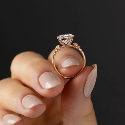 The Celeste | Oval Cut Moissanite Cluster Engagement Ring