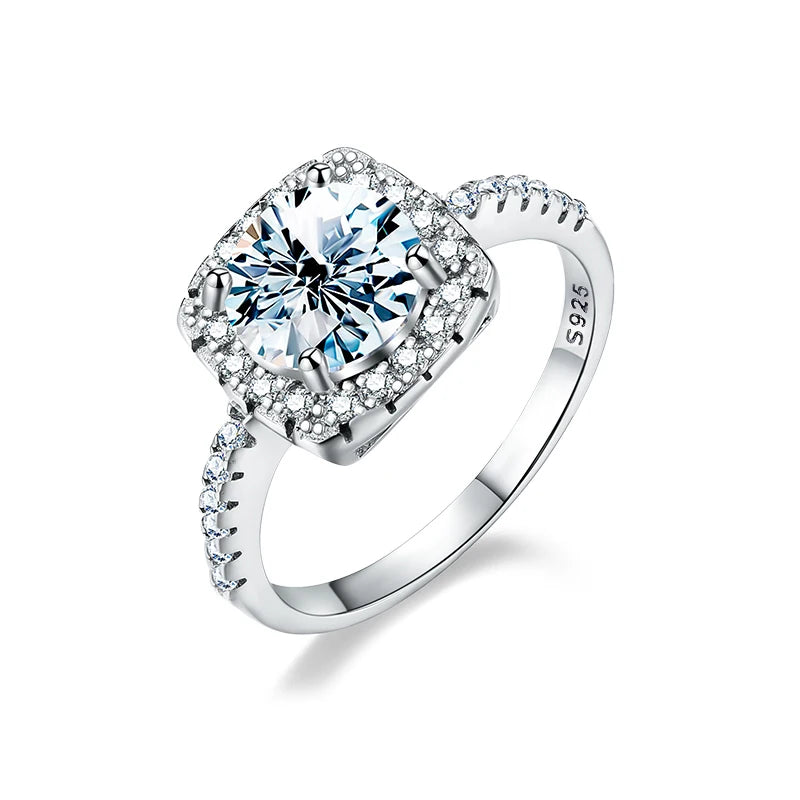 The Amelie Cushion Cut Halo Pave Moissanite Ring - Solstice