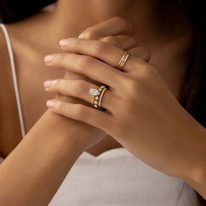 The Scarlett Emerald Cut Moissanite Ring - Solstice