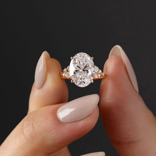 The Celeste | Oval Cut Moissanite Cluster Engagement Ring