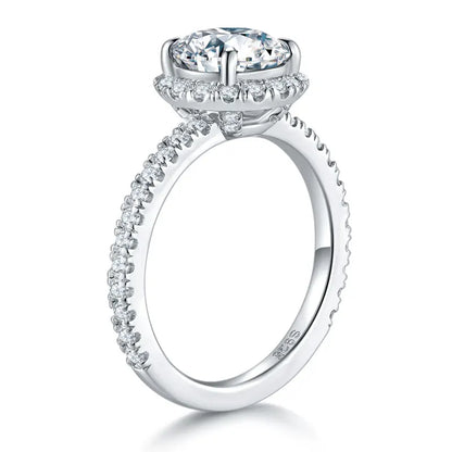 The Elizabeth Round Cut Halo Pave Moissanite Ring - Solstice