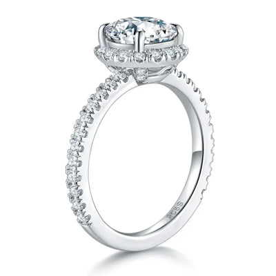 The Elizabeth Round Cut Halo Pave Moissanite Ring - Solstice