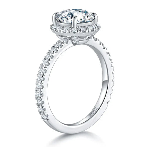 The Elizabeth Round Cut Halo Pave Moissanite Ring