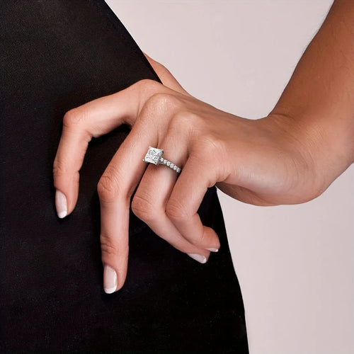 The Josephine Princess Cut Pave Moissanite Ring