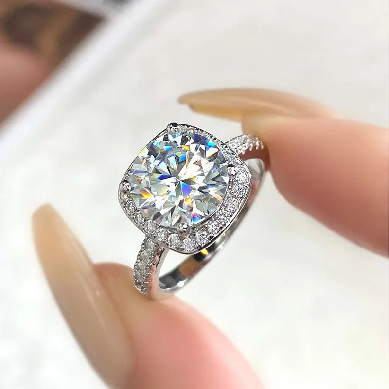 The Amelie Cushion Cut Halo Pave Moissanite Ring - Solstice