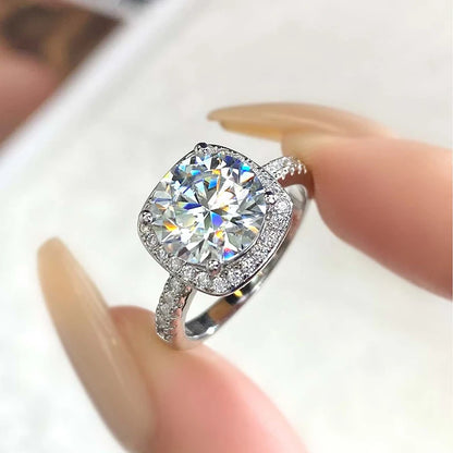 The Amelie Cushion Cut Halo Pave Moissanite Ring - Solstice