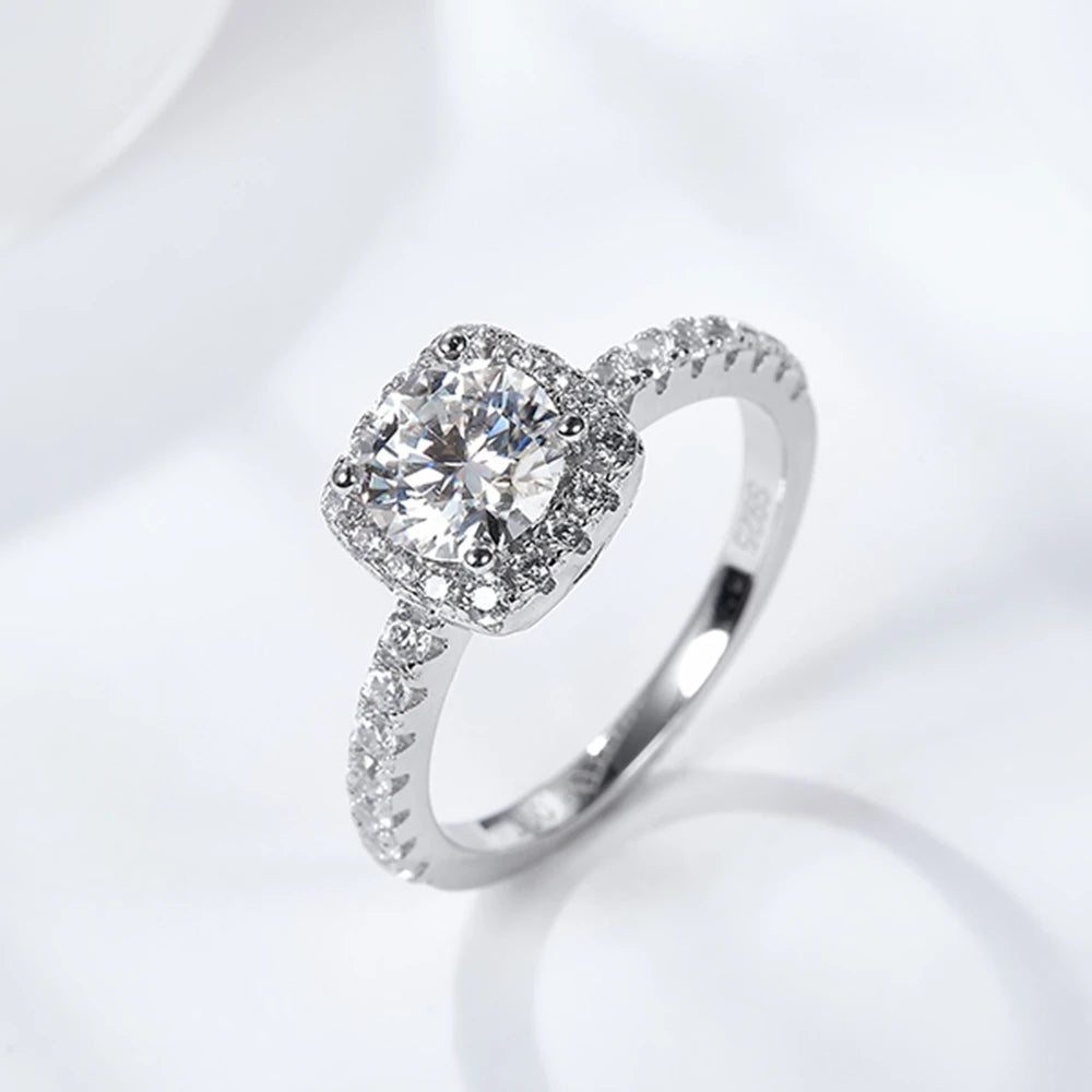 The Anastasia Round Cut Halo Pave Moissanite Wedding Set - Solstice